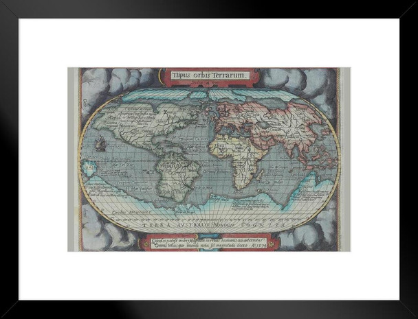 Old World Atlas Antique Style Map Travel World Map with Cities in Detail Map Posters for Wall Map Art Wall Decor Geographical Illustration Travel Destinations Matted Framed Art Wall Decor 26x20