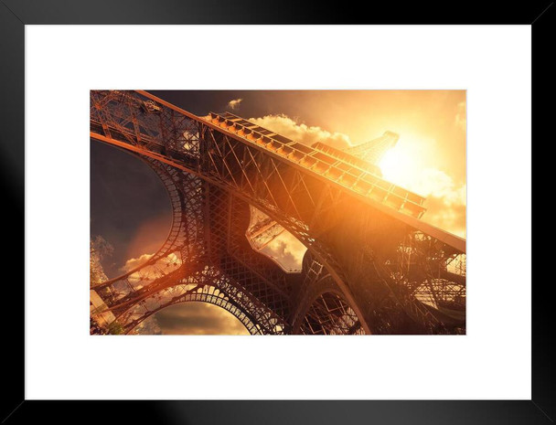 Sunlight and the Eiffel Tower Paris France Photo Matted Framed Art Print Wall Decor 26x20 inch