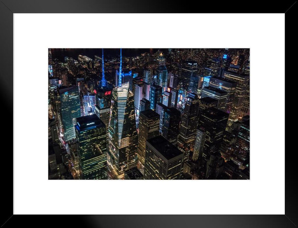 Aerial View of Times Square New York City NYC Photo Matted Framed Art Print Wall Decor 26x20 inch