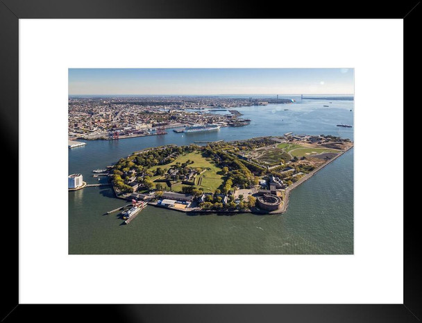 Aerial View of Governors Island New York City NYC Photo Matted Framed Art Print Wall Decor 26x20 inch