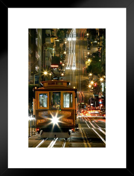 San Francisco California Street Cable Trolly Car Photo Matted Framed Art Print Wall Decor 20x26 inch