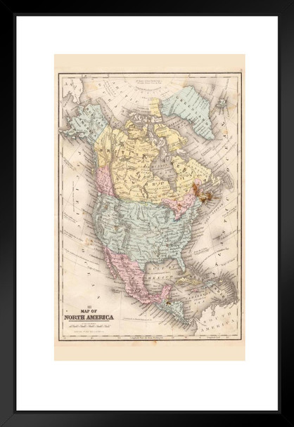 North America 1867 Vintage Antique Style Map Travel World Map with Cities in Detail Map Posters for Wall Map Art Wall Decor Geographical Illustration Destination Matted Framed Art Wall Decor 20x26