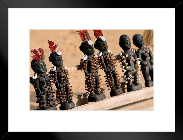 African Voodoo Dolls Nkisis Efigies Spirit Souls In A Row Photo Matted Framed Art Print Wall Decor 26x20 inch