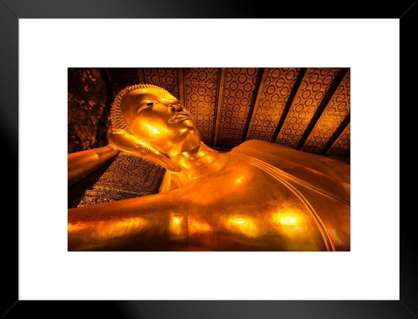 Buddha Statue Wat Pho Bangkok Thailand Photo Matted Framed Art Print Wall Decor 26x20 inch