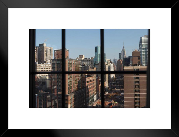New York City Window View of NoHo New York City Photo Matted Framed Art Print Wall Decor 26x20 inch