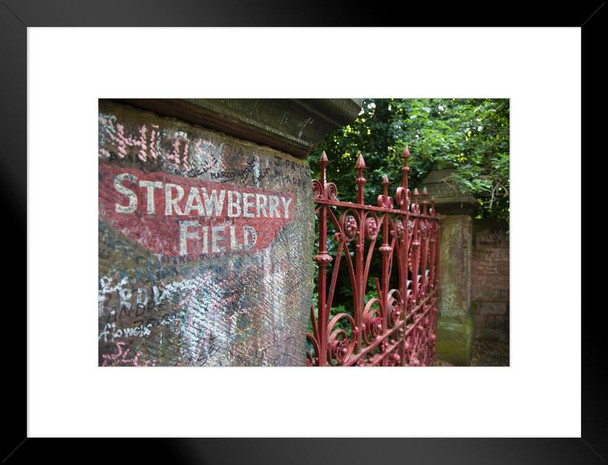 Strawberry Field Gate Liverpool England UK Photo Matted Framed Art Print Wall Decor 26x20 inch