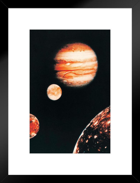 Jupiter and The Galilean Moons Satellites Photo Matted Framed Art Print Wall Decor 20x26 inch