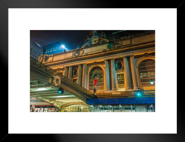 Grand Central Terminal at Night New York City Photo Matted Framed Art Print Wall Decor 26x20 inch