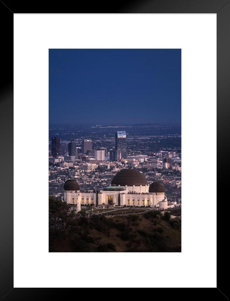 Griffith Park Observatory and Los Angeles Skyline Photo Matted Framed Art Print Wall Decor 20x26 inch