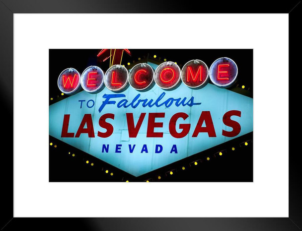 Welcome to Fabulous Las Vegas Iconic Sign Photo Matted Framed Art Print Wall Decor 26x20 inch