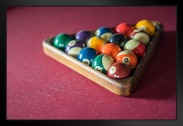 Colorful Vintage Billiard Balls Photo Matted Framed Art Print Wall Decor 26x20 inch