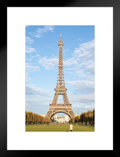 Eiffel Tower With Blue Sky Paris France Photo Matted Framed Art Print Wall Decor 20x26 inch