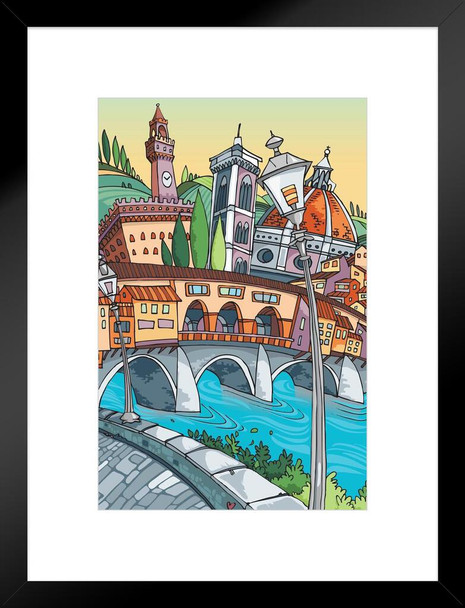 Love Florence Italy Landmarks Travel Matted Framed Art Print Wall Decor 20x26 inch