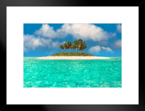 Tropical Wall Art Caribbean Paradise Turquoise Waters Island Photo Photograph Beach Pictures Matted Framed Art Wall Decor 26x20