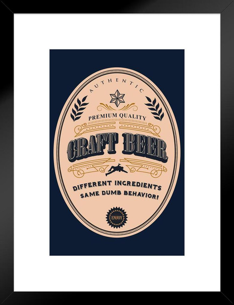 Craft Beer Label Funny Matted Framed Art Print Wall Decor 20x26 inch