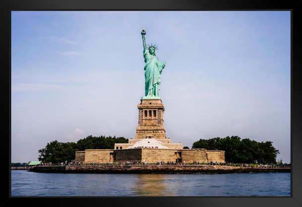 Statue of Liberty New York City Harbor Photo Matted Framed Art Print Wall Decor 26x20 inch