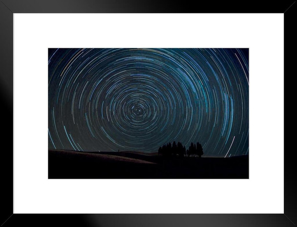 Star Trails Over Tuscany Photo Matted Framed Art Print Wall Decor 26x20 inch