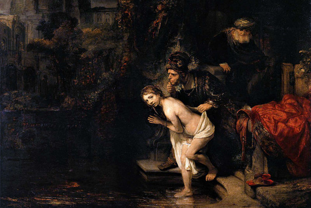 Rembrandt Susanna And The Elders 1647 Oil On Panel Dutch Painting Cool Wall Art Print Poster 18x12