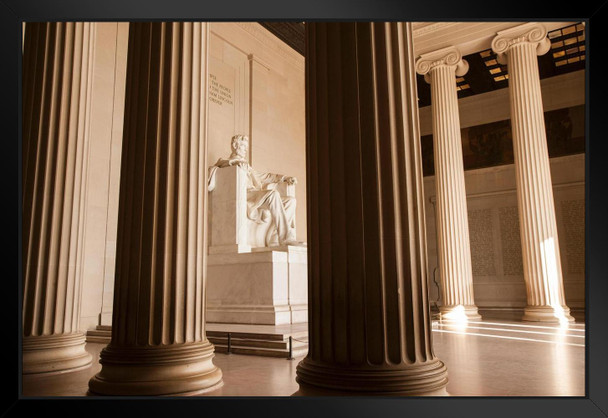 Abraham Lincoln Memorial From Behind Columns Photo Matted Framed Art Print Wall Decor 26x20 inch