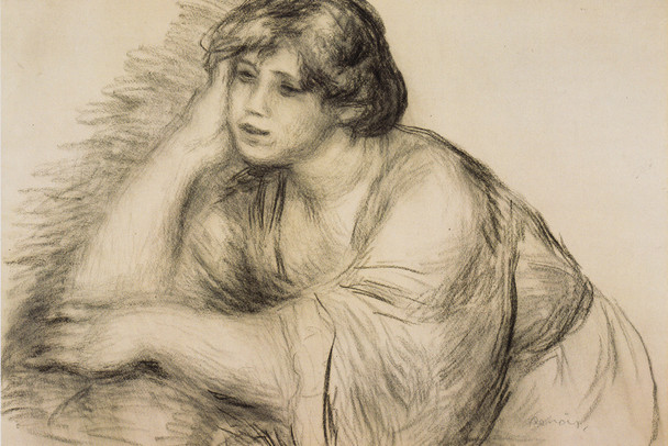 Pierre Auguste Renoir Sitting Girl Impressionism Sketch Drawing Cool Wall Art Print Poster 18x12