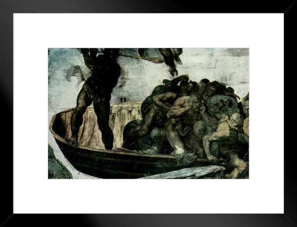 Michelangelo Gothic The Last Judgment Fine Art Realism Artwork Michelangelo Prints Biblical Drawings Portrait Painting Wall Art Renaissance Posters Dark Matted Framed Art Wall Decor 26x20