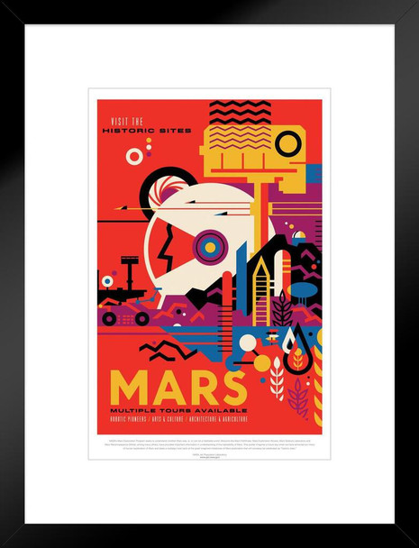 Mars Visit Historic Sites NASA Space Travel Solar System Science Kids Map Galaxy Classroom Chart Earth Pictures Outer Planets Hubble Astronomy Milky Way Moon Matted Framed Art Wall Decor 20x26