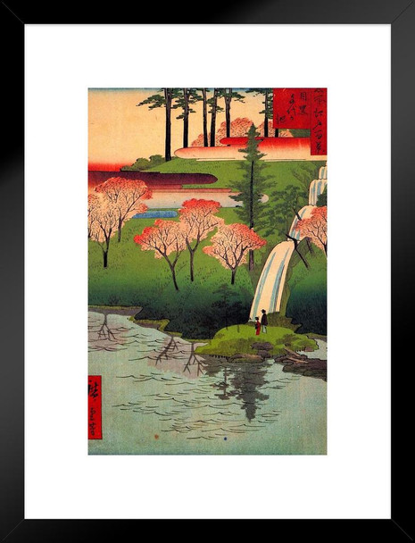 Utagawa Hiroshige Chiyogaike Pond Meguro River Japanese Art Poster Traditional Japanese Wall Decor Hiroshige Woodblock Landscape Artwork Nature Asian Print Decor Matted Framed Art Wall Decor 20x26