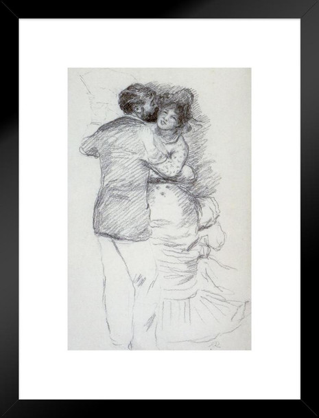 Pierre Auguste Renoir Study for Dance in the Country Realism Romantic Artwork Renoir Canvas Wall Art French Impressionist Art Posters Portrait Painting Matted Framed Art Wall Decor 20x26