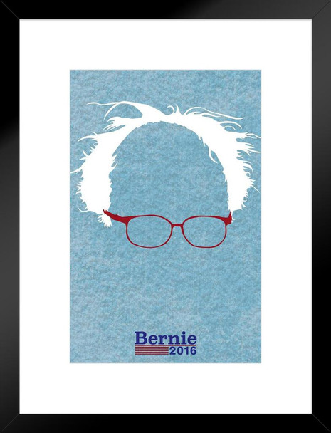 Bernie Sanders 2016 Hair and Glasses Campaign Matted Framed Wall Art Print 20x26 inch