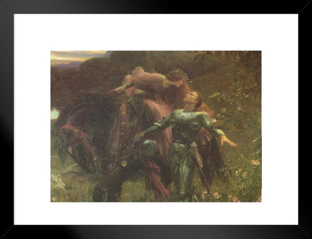 Sir Frank Dicksee LaBelle Dame Sans Merci Realism Sargent Painting Artwork Couple Portrait Wall Decor Oil Painting French Poster Prints Fine Artist Wall Art Matted Framed Art Wall Decor 26x20