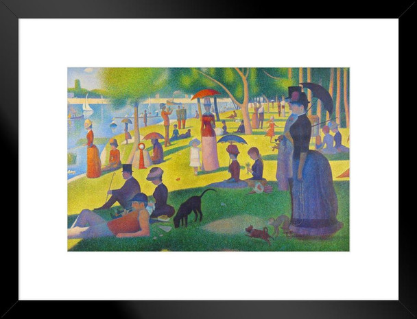 Georges Seurat Sunday Afternoon On Island Of La Grande Jatte Impressionist Art Posters Nature Landscape Painting Seurat Canvas Wall Art French Decor Garden Art Matted Framed Art Wall Decor 26x20
