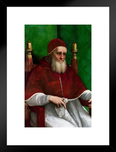 Raphael Pope Julius II Fine Art Realism Romantic Artwork Raffaello Prints Biblical Drawings Portrait Painting Wall Art Renaissance Posters Canvas Art Matted Framed Art Wall Decor 20x26