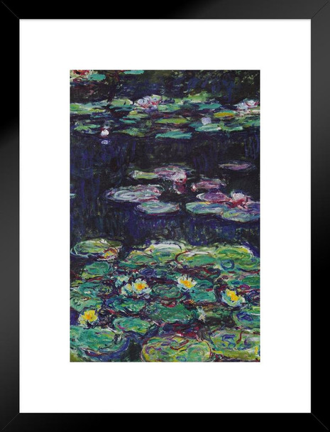 Claude Monet White And Yellow Water Lilies Impressionist Art Posters Claude Monet Prints Nature Landscape Painting Claude Monet Canvas Wall Art French Decor Matted Framed Art Wall Decor 20x26