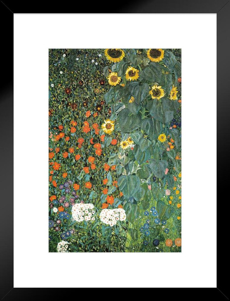 Gustav Klimt Farm Garden with Sunflowers Art Nouveau Prints and Posters Gustav Klimt Canvas Wall Art Fine Art Wall Decor Nature Landscape Abstract Painting Matted Framed Art Wall Decor 20x26
