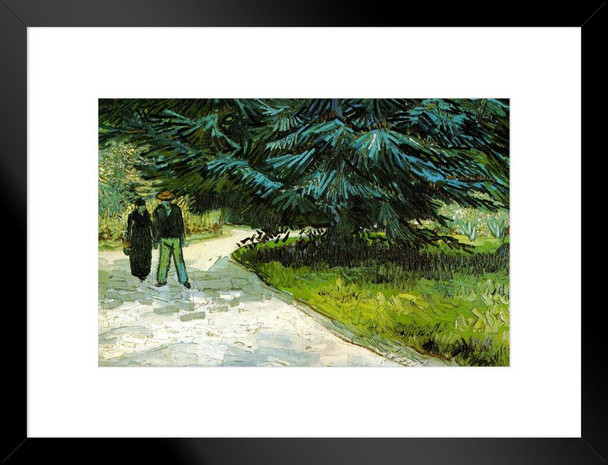 Vincent van Gogh Poets Garden with a Couple and a Blue Fir Tree Matted Framed Wall Art Print 26x20