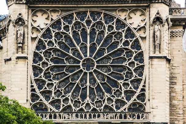 Laminated Rose Window of Notre Dame Cathedral Paris France Photo Art Print Poster Dry Erase Sign 18x12