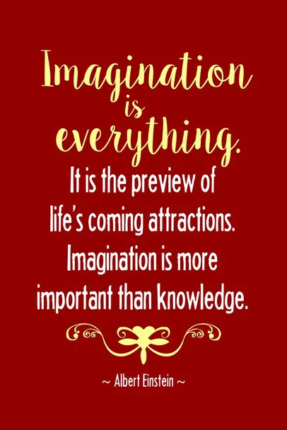 Laminated Albert Einstein Imagination Is Everything Lifes Coming Attractions Motivational Red Poster Dry Erase Sign 12x18