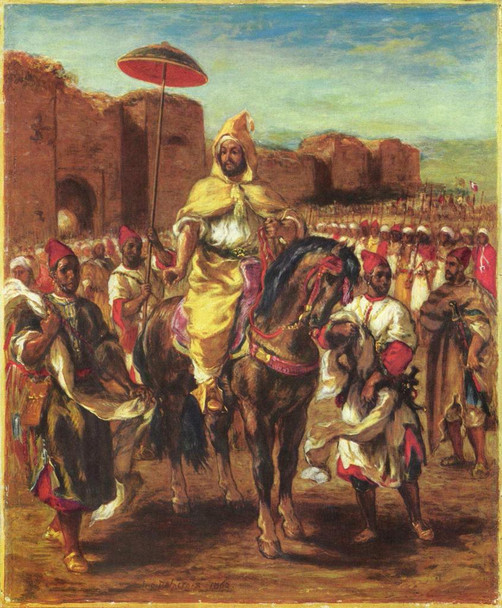 Laminated Eugene Delacroix Portrait of the Sultan of Morocco Orientalism Poster Dry Erase Sign 12x18