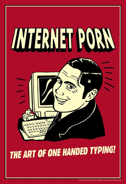 Laminated Internet Porn The Art of One Handed Typing! Retro Humor Poster Dry Erase Sign 12x18