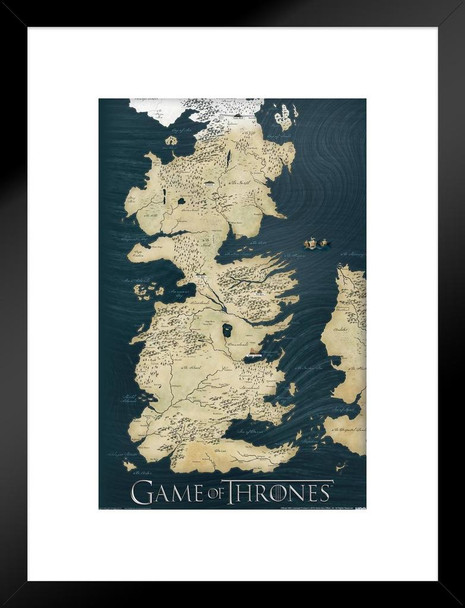 Game of Thrones Westeros Map HBO Fantasy Drama TV Television Series Show Matted Framed Poster 20x26 inch