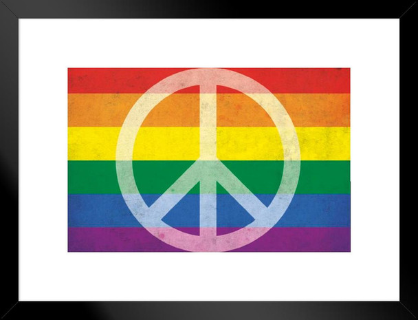 Pride and Peace Flag Art Print Matted Framed Poster 20x26 inch