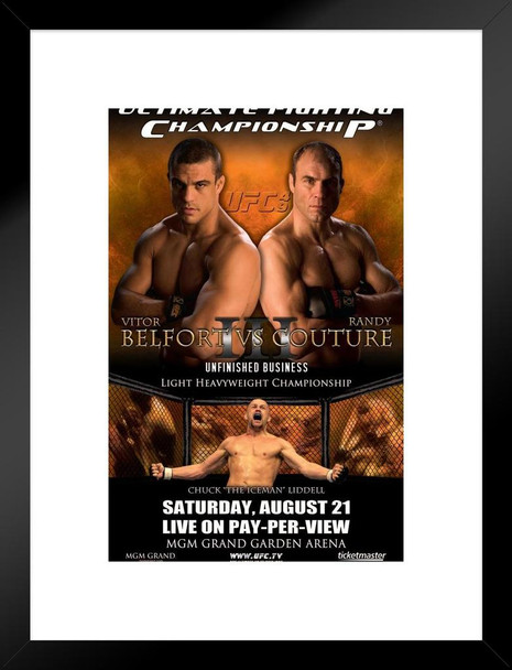 Official UFC 49 Vitor Belfort vs Randy Couture Sports Matted Framed Poster 20x26 inch