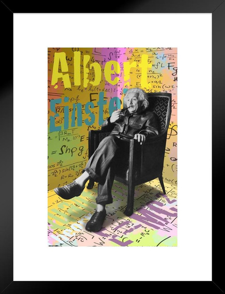 Albert Einstein Pop Art Print Matted Framed Poster 20x26 inch