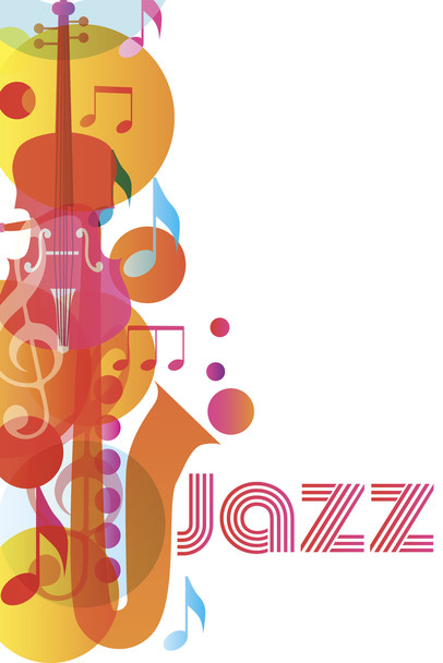 Jazz Music Song Sax Saxophone Violin Colorful Cool Wall Decor Art Print Poster 12x18