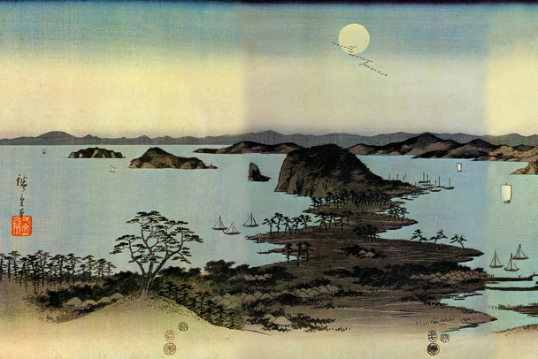 Utagawa Hiroshige Ocean Seascape Japanese Art Poster Traditional Japanese Wall Decor Hiroshige Woodblock Landscape Artwork Beach Nature Asian Print Decor Cool Wall Art Print Poster 18x12