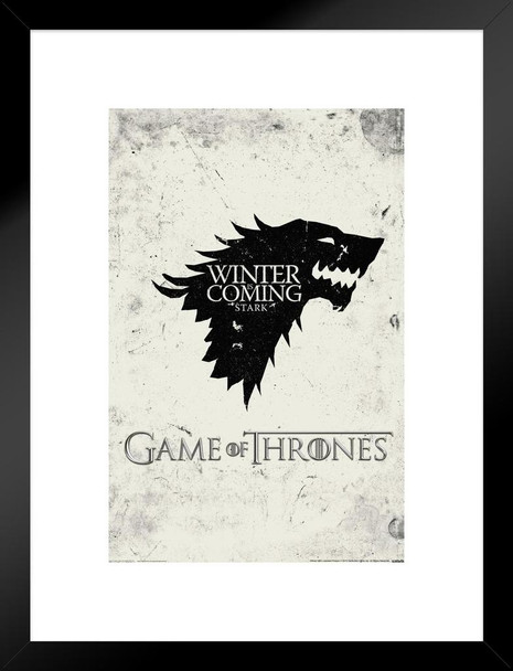 Game Of Thrones Winter Is Coming Stark HBO Medieval Fantasy TV Television Series Matted Framed Poster 20x26 inch