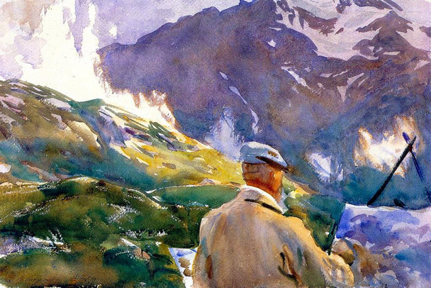 Laminated John Singer Sargent Artist In The Simplon Impressionism Painting Sargent Artwork Nature Landscape Watercolor Painting French Artist Decorative Wall Art Poster Dry Erase Sign 18x12