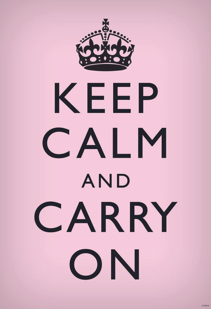 Keep Calm Carry On Motivational Inspirational WWII British Morale Pink Black Cool Wall Art Print Poster 24x36