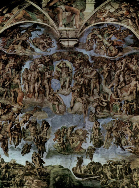 Michelangelo The Last Judgment Fresco Sistine Chapel Painting Poster Vatican City Religious Church Religion Sacred Cool Wall Decor Art Print Poster 24x36