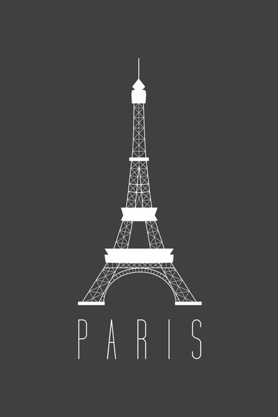 Cities Paris Eiffel Tower Grey Cool Wall Art Print Poster 24x36